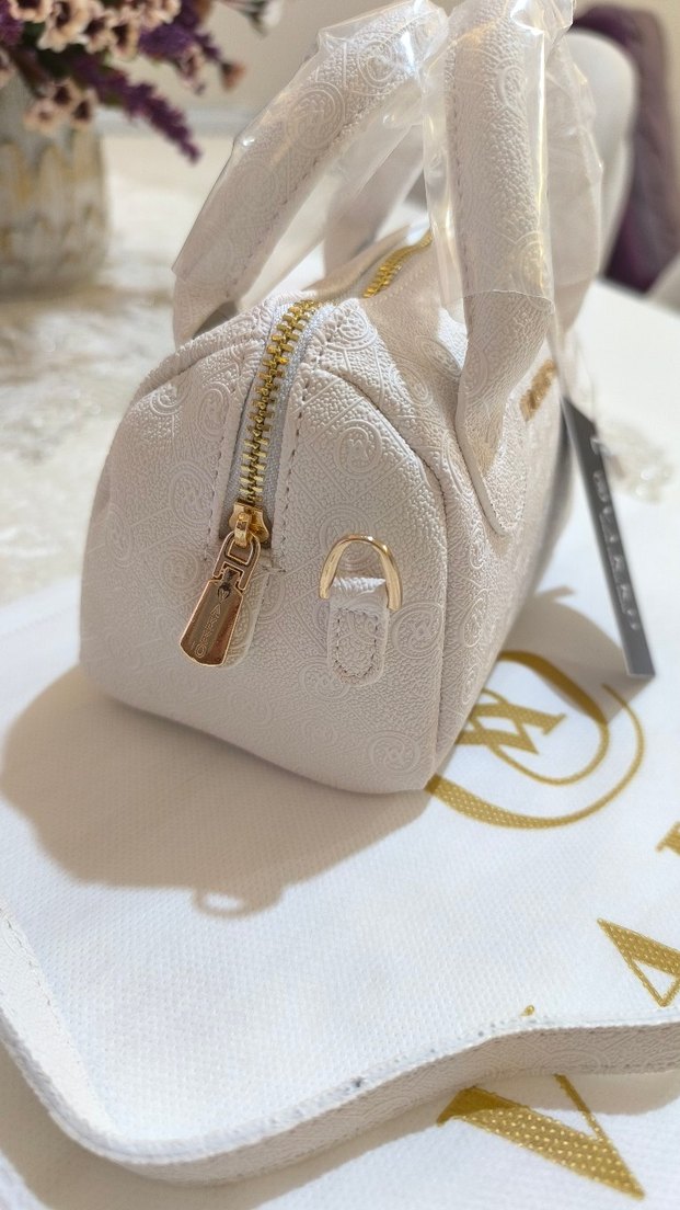 Vakko Beyaz Deri Kadın Çanta 10x15 mini-3 kademeli aski - Görsel 4