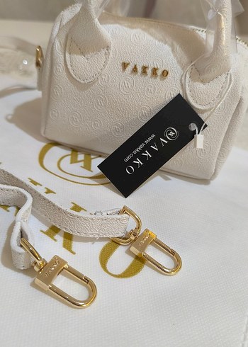 Vakko Beyaz Deri Kadın Çanta 10x15 mini-3 kademeli aski - Görsel 3