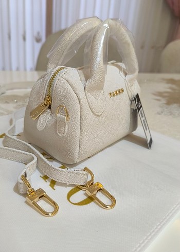 Vakko Beyaz Deri Kadın Çanta 10x15 mini-3 kademeli aski - Görsel 2