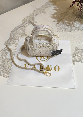 Vakko Gold Beyazı Kadın Deri Çanta 10x15 mini-3 kademeli aski - Görsel 7
