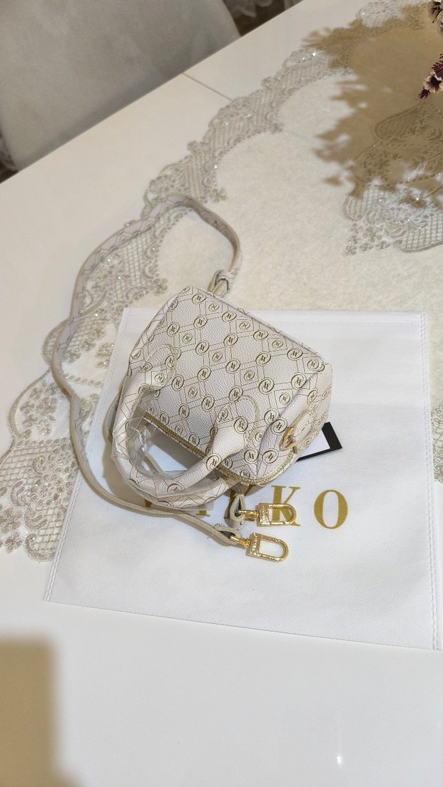 Vakko Gold Beyazı Kadın Deri Çanta 10x15 mini-3 kademeli aski - Görsel 3