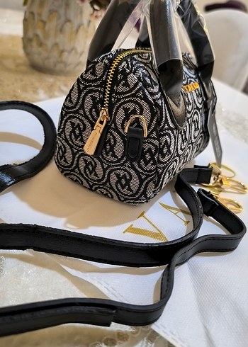 Vakko Siyah gri kumas Çanta 10x15 mini-3 kademeli aski - Görsel 8