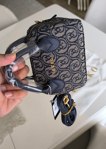 Vakko kumaş lacivert Kadın Çanta 10x15 mini-3 kademeli aski - Görsel 10