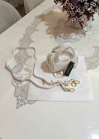 Vakko Beyaz Kadın Deri Çanta 10x15 mini-3 kademeli aski - Görsel 7