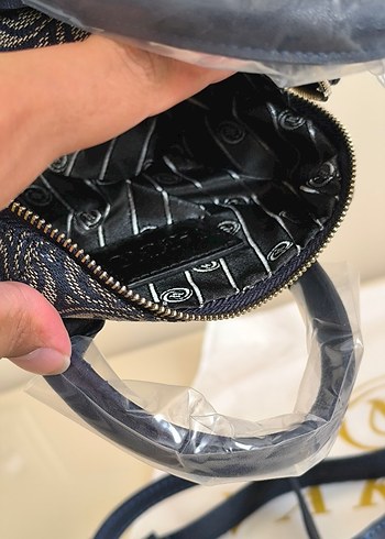 Vakko kumaş lacivert Çanta 10x15 mini-3 kademeli aski - Görsel 5