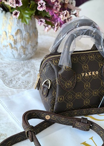 Vakko Kahverengi Deri Kadın Çanta 10x15 mini-3 kademeli aski - Görsel 7