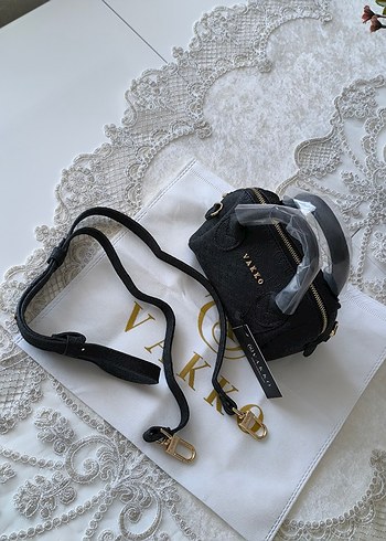 Vakko Siyah Deri Kadın Çanta 10x15 mini-3 kademeli aski - Görsel 2