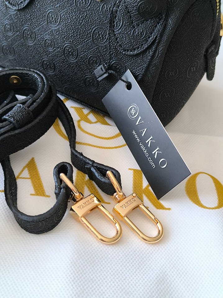 Vakko Siyah Deri Kadın Çanta 10x15 mini-3 kademeli aski - Görsel 3