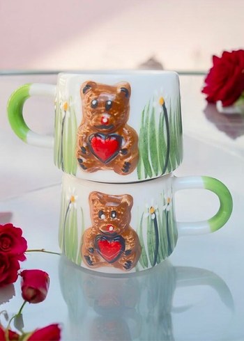 Renkli Ayıcık Figürlü Seramik Kupa Seti - Görsel 3