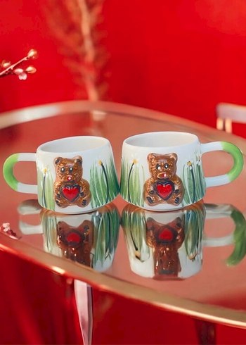 Renkli Ayıcık Figürlü Seramik Kupa Seti - Görsel 4