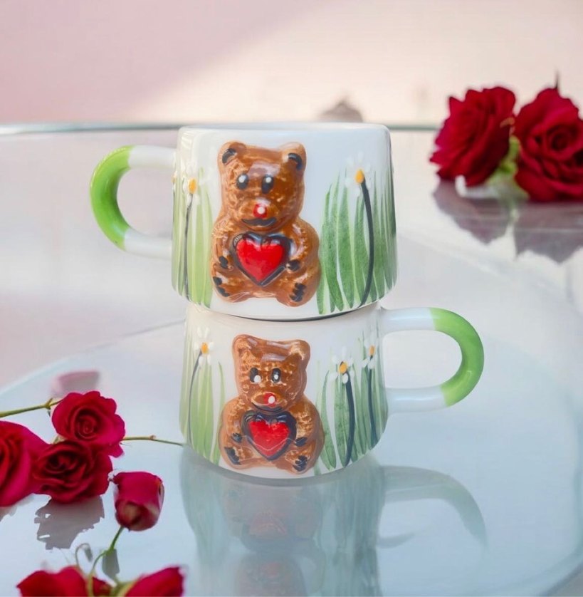 Renkli Ayıcık Figürlü Seramik Kupa Seti - Görsel 3