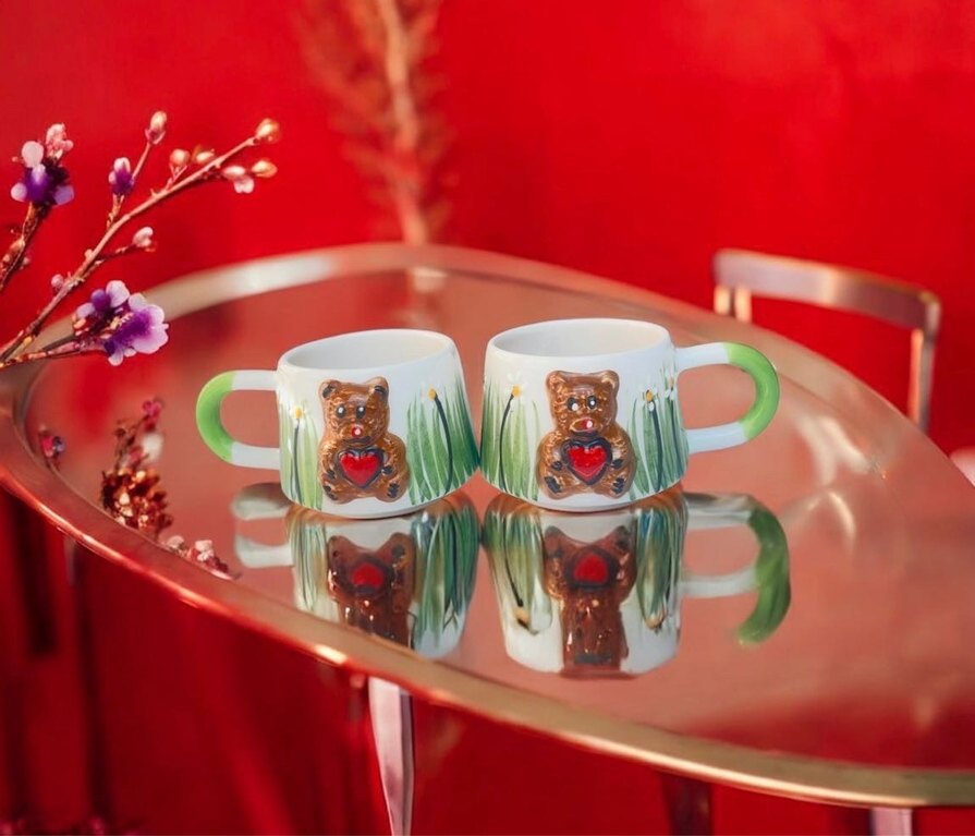 Renkli Ayıcık Figürlü Seramik Kupa Seti - Görsel 4