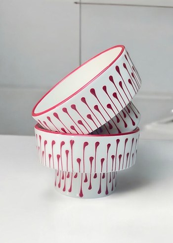 Kırmızı Desenli Renkli 2 Adet Kase - Görsel 3