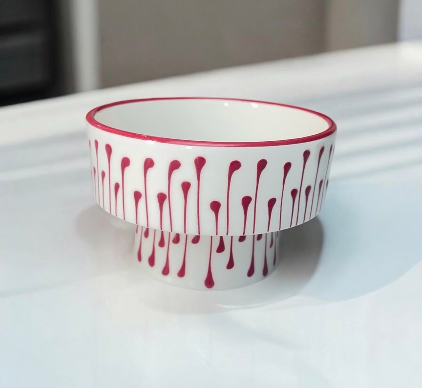 Kırmızı Desenli Renkli 2 Adet Kase - Görsel 2