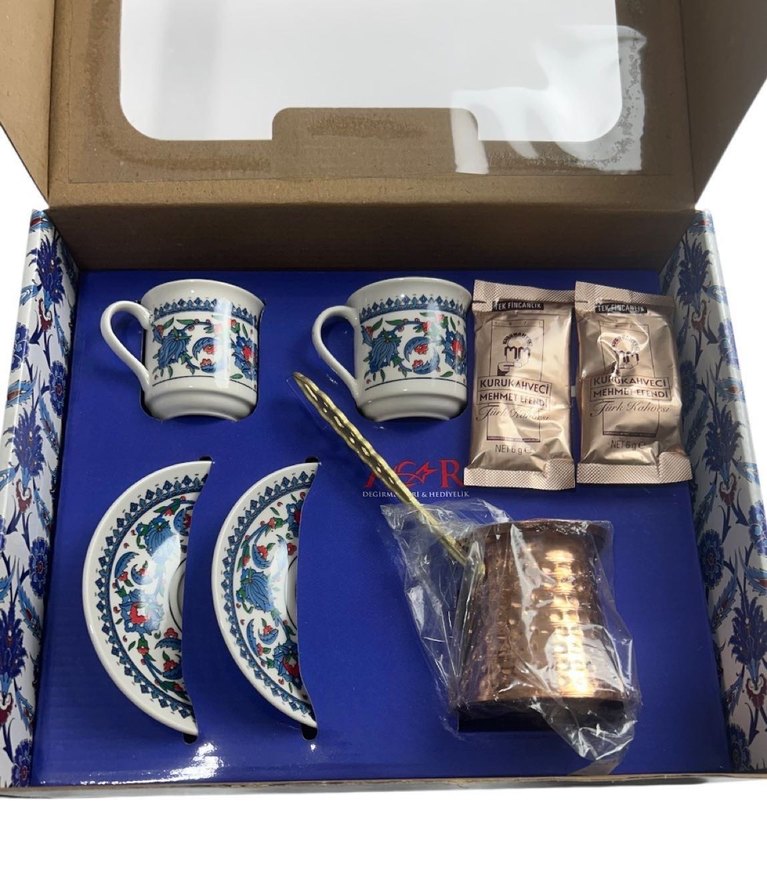 Şık Desenli Türk Kahvesi Seti Porselen - Görsel 4