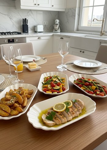 Krem -3 adet Dekoratif Servis Tabağı Seti - Görsel 3