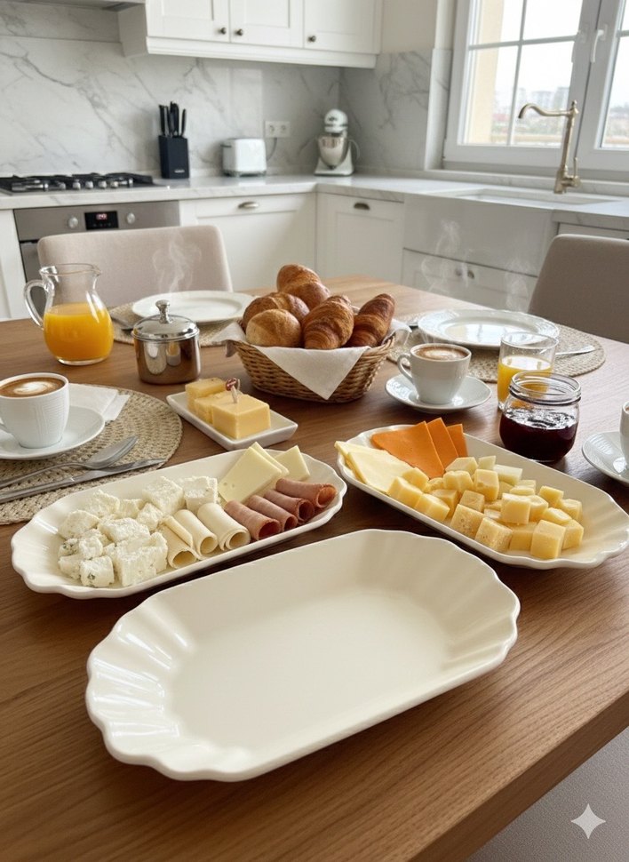 Krem -3 adet Dekoratif Servis Tabağı Seti - Görsel 4