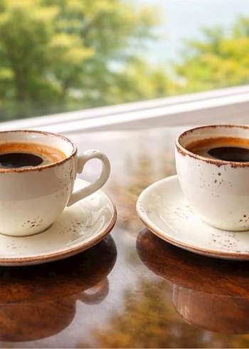 Şık Porselen 2li Kahve Fincanı ve Tabağı Seti - Görsel 7