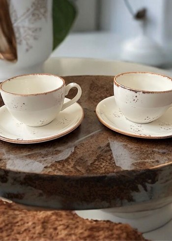 Şık Porselen 2li Kahve Fincanı ve Tabağı Seti - Görsel 9