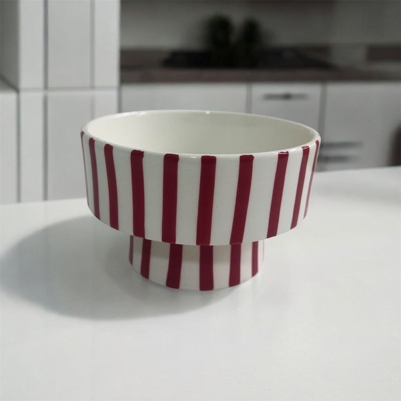 Çizgili Renkli Seramik Kase - Görsel 3