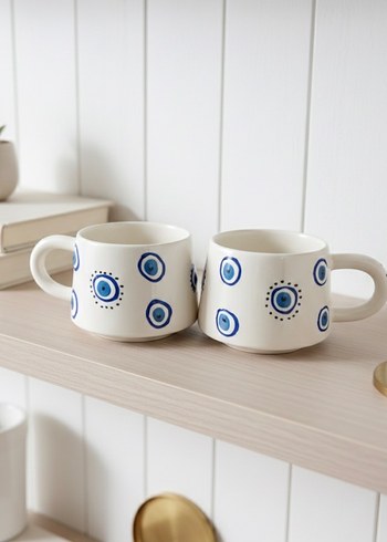 Nazar boncuk Desenli Seramik Kupa Seti - Görsel 2