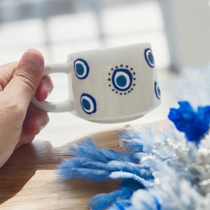 Nazar boncuk  Desenli Seramik Kupa Seti - Görsel 4