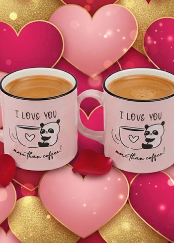 Pembe Sevgili Temalı Seramik Kupa - Görsel 4