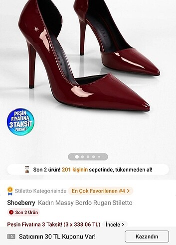 Kadın Bordo Stiletto 