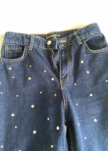 Diğer Mavi Payet İşlemeli Kolsuz Kısa Denim Ceket pantolon