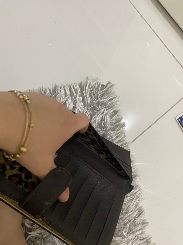 Bej Baskılı Deri Kadın Cüzdanı - Görsel 4