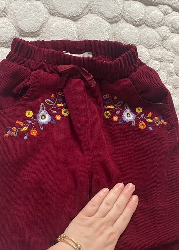 Bordo Nakışlı Bohem Kız Pantolonu - Görsel 4
