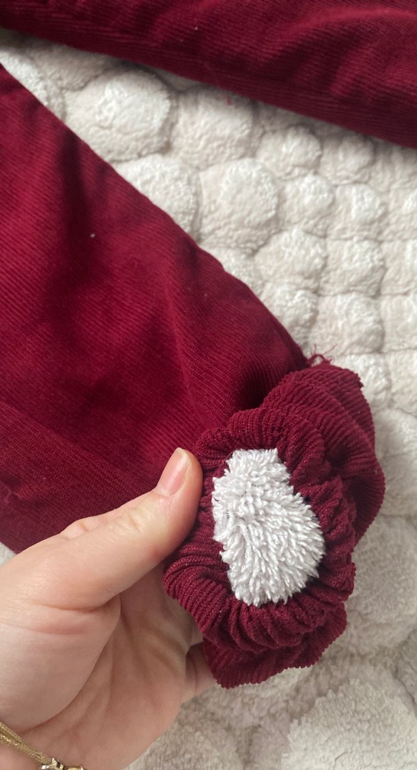 Bordo Nakışlı Bohem Kız Pantolonu - Görsel 3