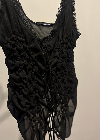 Dantel Detaylı Siyah Gotik Büstiyer - Görsel 2