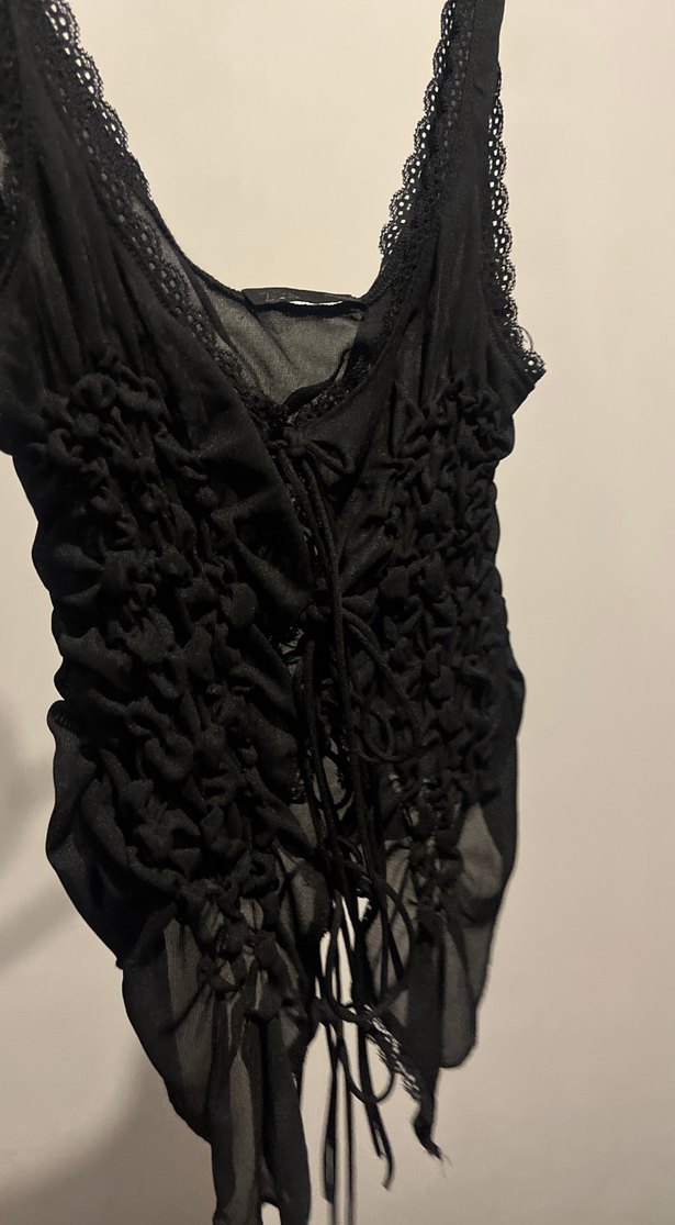 Dantel Detaylı Siyah Gotik Büstiyer - Görsel 2