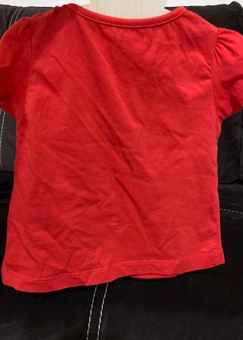 Kız Çocuk Kırmızı Baskılı Kısa Kollu Tişört - Görsel 2