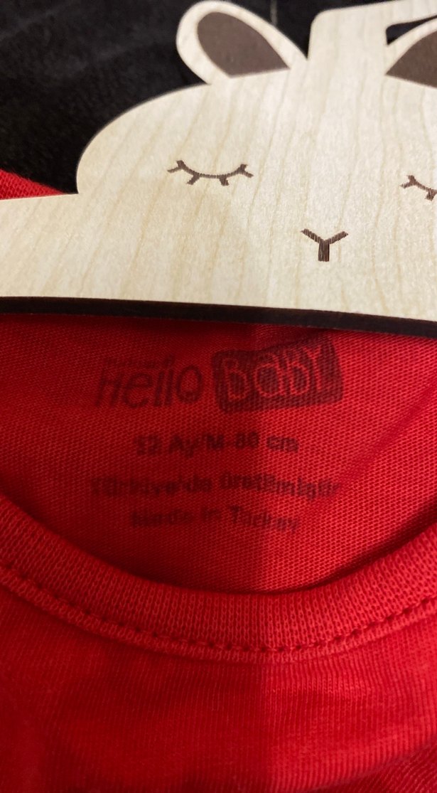 Kız Çocuk Kırmızı Baskılı Kısa Kollu Tişört - Görsel 3