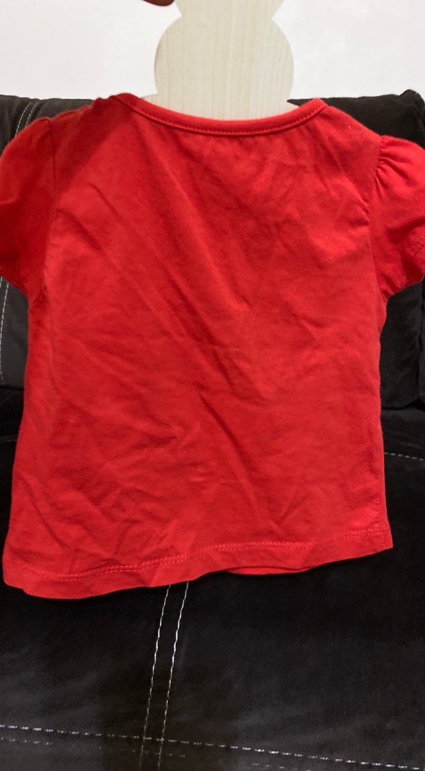 Kız Çocuk Kırmızı Baskılı Kısa Kollu Tişört - Görsel 2