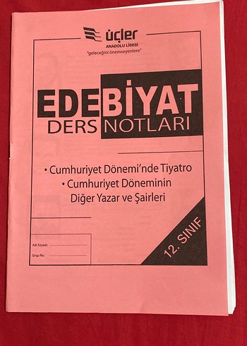 12. Sınıf Edebiyat Ders Notları