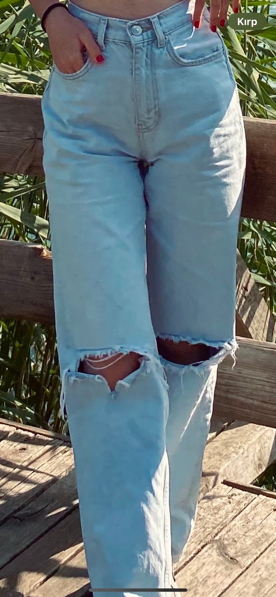 Yırtık detaylı jean - Görsel 3