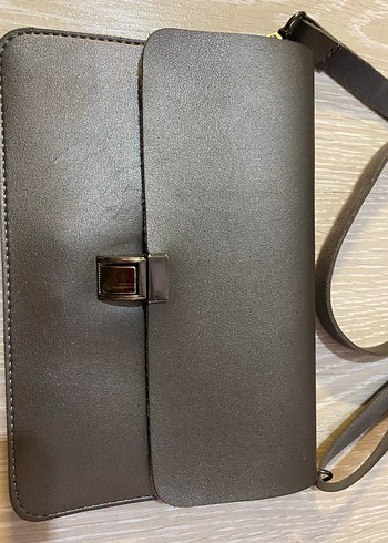 Gri Deri Kadın Çanta Tokalı - Görsel 2