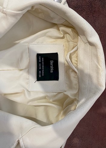 Beyaz Deri Kemerli Kadın Ceket - Görsel 3