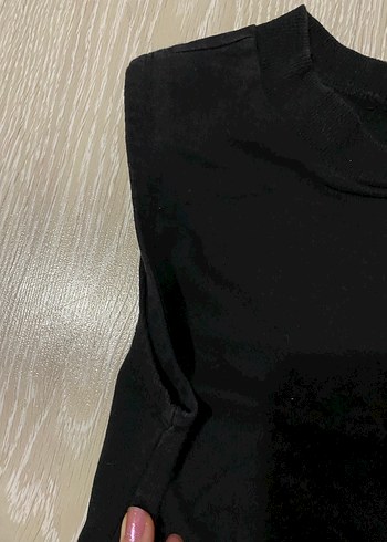 Siyah  Kolsuz Crop Top - Görsel 4