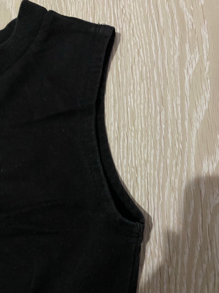 Siyah  Kolsuz Crop Top - Görsel 3