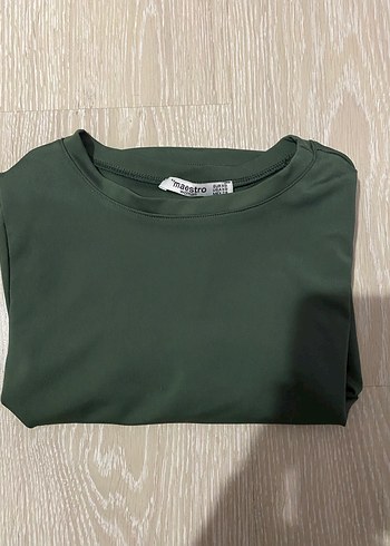 Yeşil Uzun Kollu Crop Top - Görsel 2