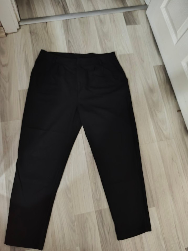 Siyah Kadın Midi Kumaş Pantolon - Görsel 2