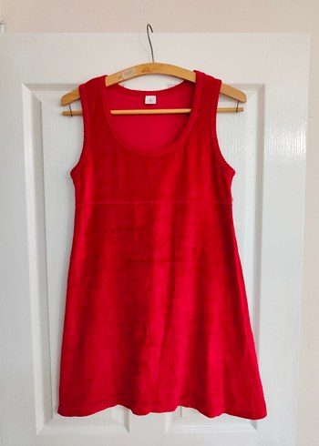 Kırmızı Süet Kolsuz Hamile Tunik - Görsel 2