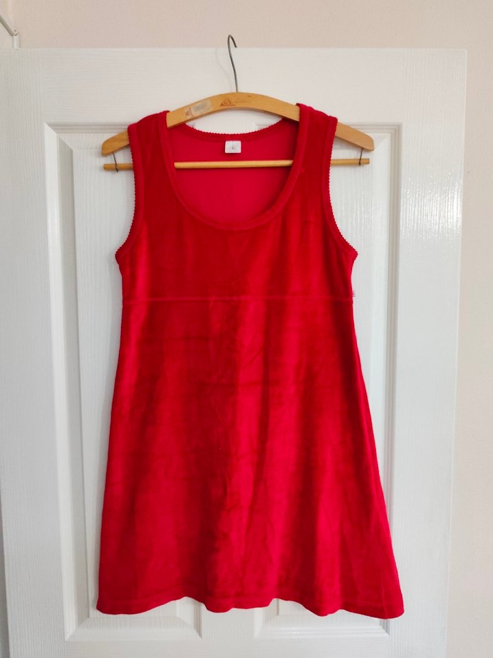 Kırmızı Süet Kolsuz Hamile Tunik - Görsel 2