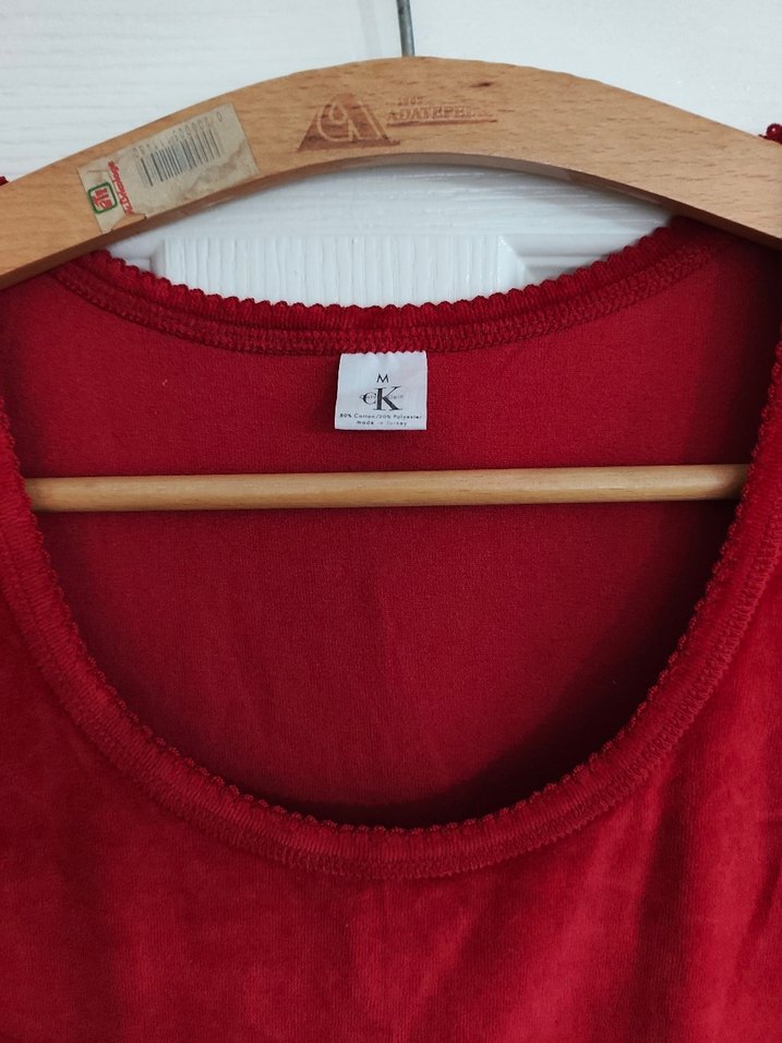 Kırmızı Süet Kolsuz Hamile Tunik - Görsel 3