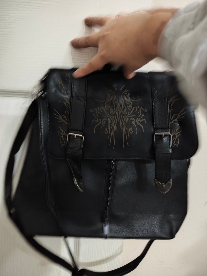 Siyah Nakışlı Deri Gotik Kadın Çanta - Görsel 2