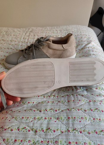 Bej Gri hakiki  deri Kadın Spor Ayakkabı - Görsel 6